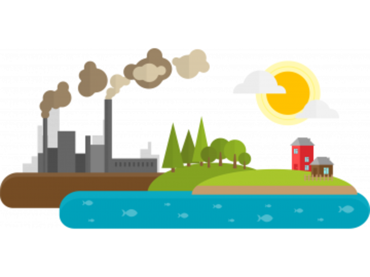 illustration of factories and green space 