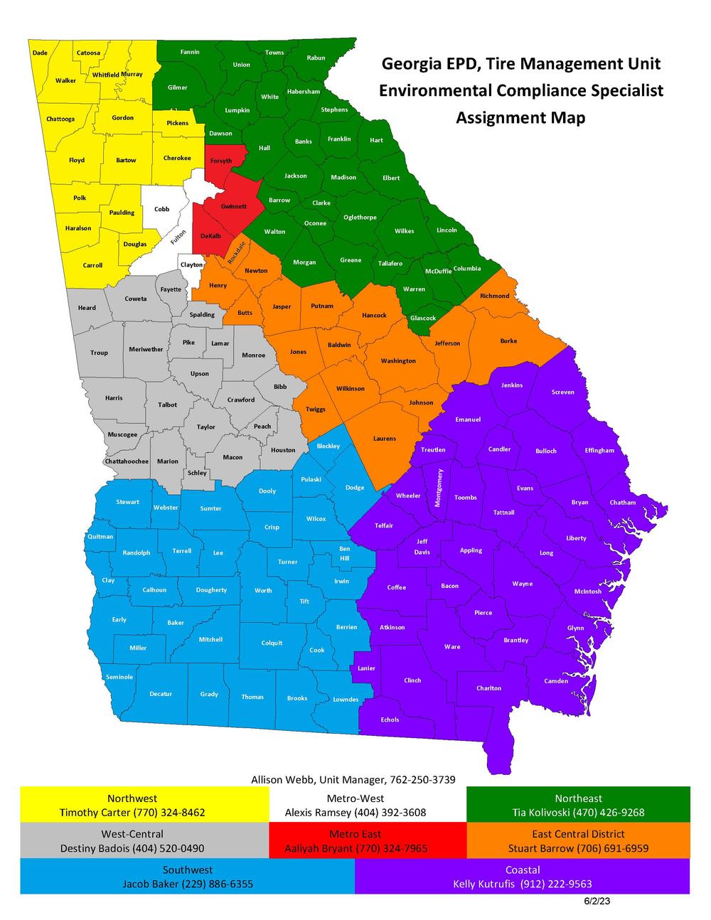 Tire Management Unit Contacts | Environmental Protection Division