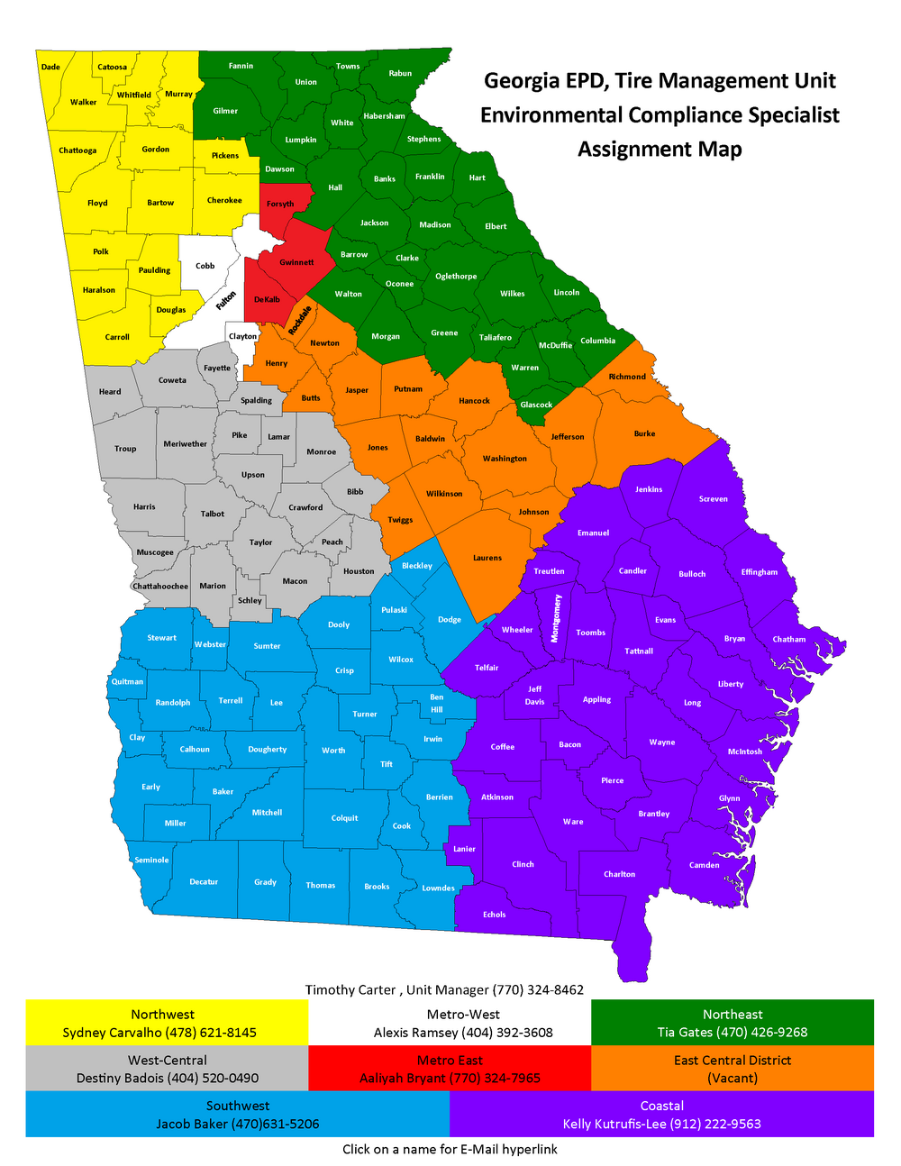 Tire Management Districts Map August 2026